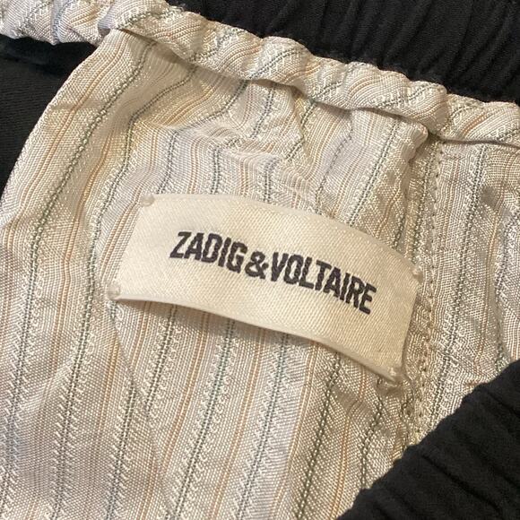 Zadig & Voltaire Black Poeme Rainbow Stripe Straight Leg Track Pants 34 XS - Picture 8 of 12